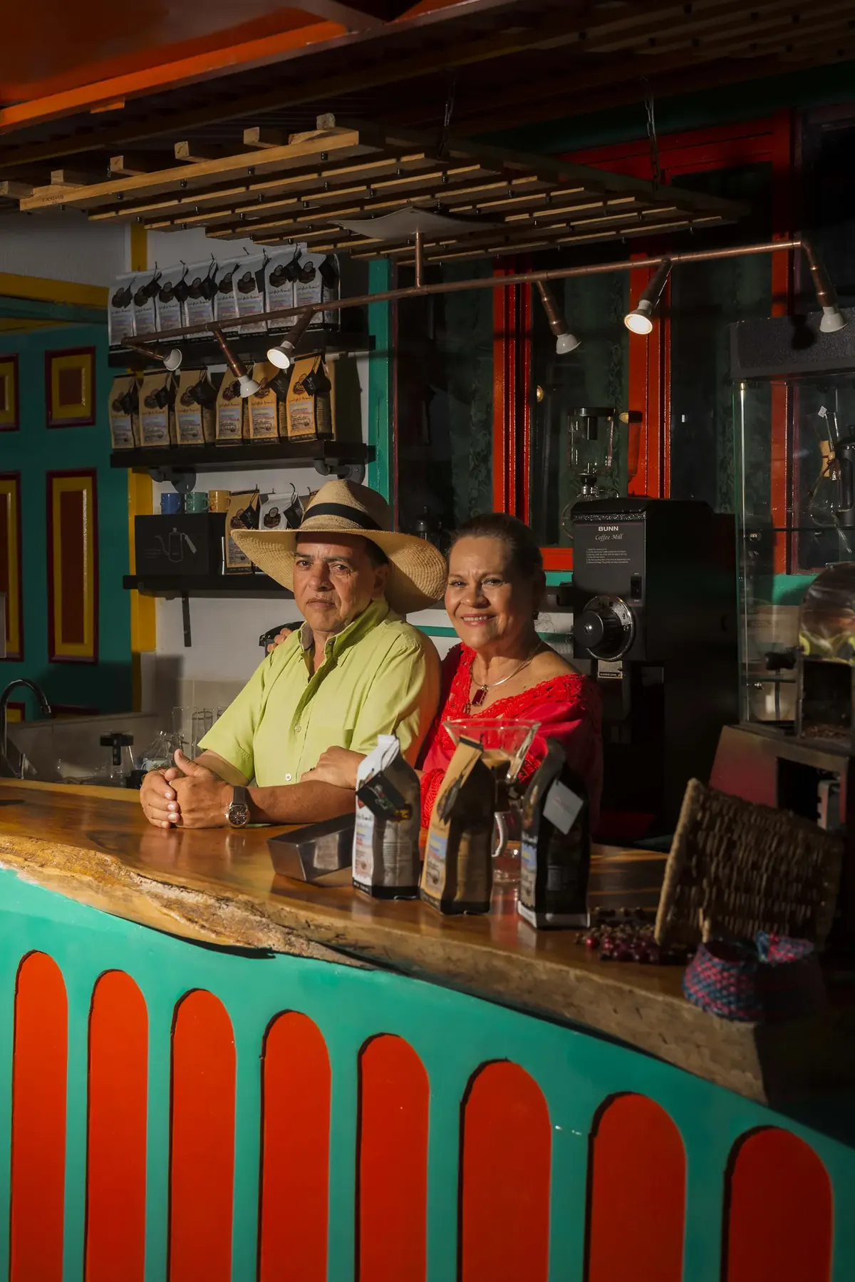 Recua hosts at the coffee shop bar