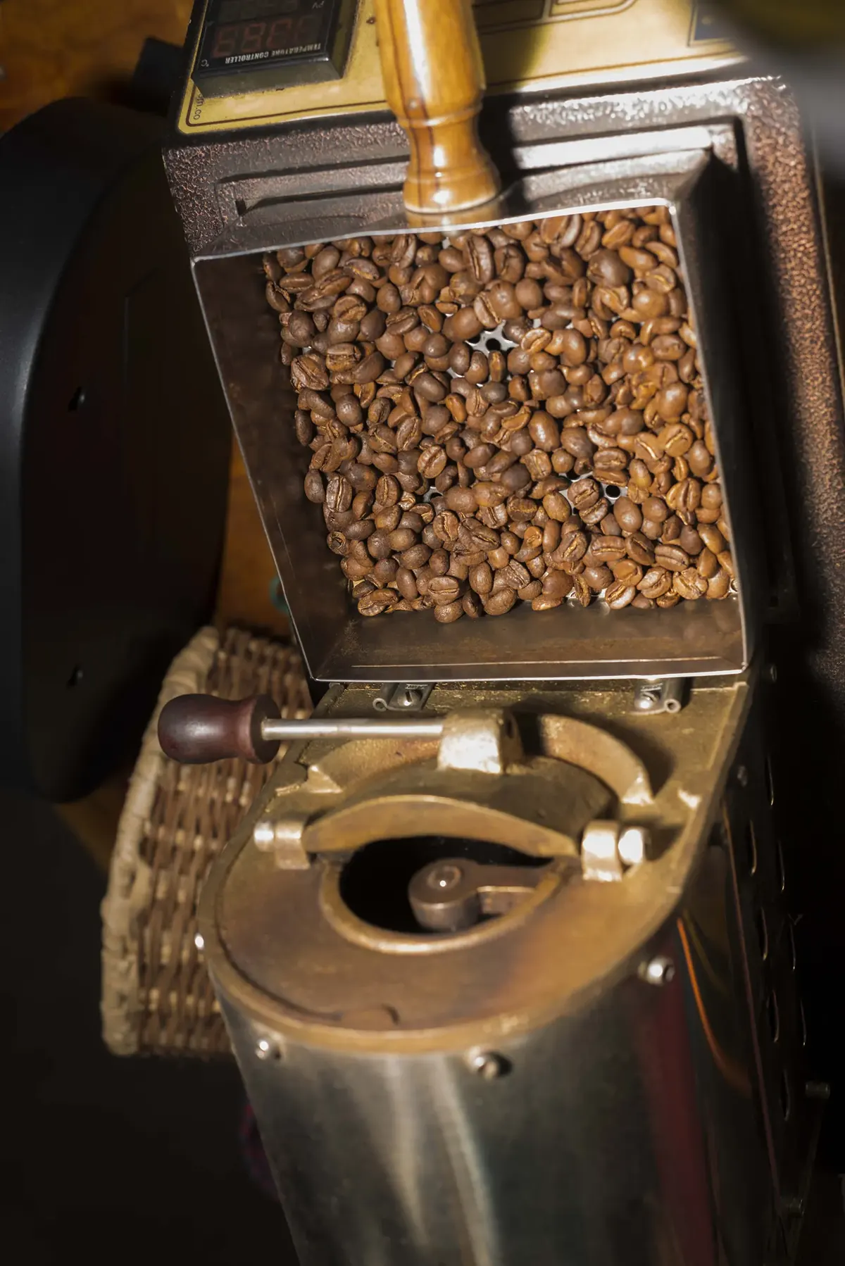 Coffee beans in the roaster